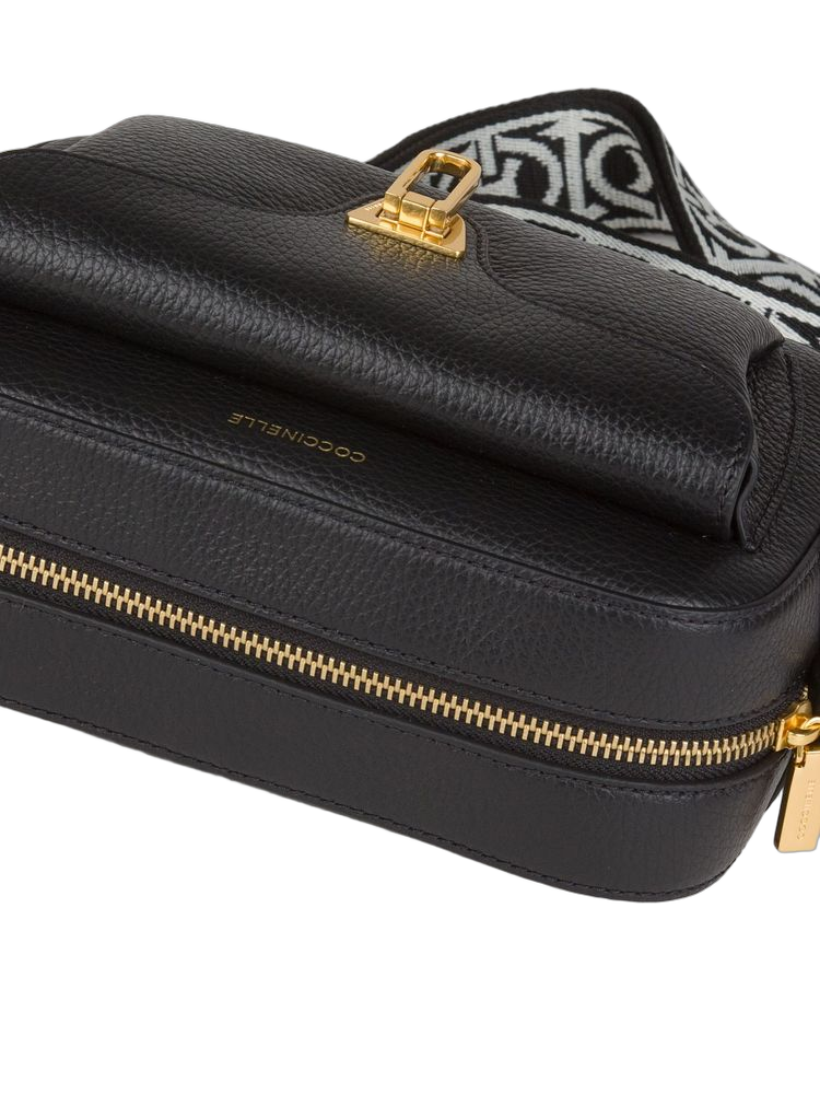 Coccinelle Shoulder Bag — Black Cowhide | Ribbon: Polyester