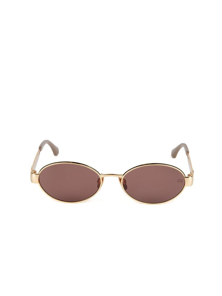 Ana Hickmann Ah3341 Metal Oval Sunglasses — Gold