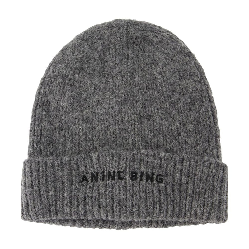 Anine Bing A-12-10621-Gry34 Beanie — Gray Wool Beanies