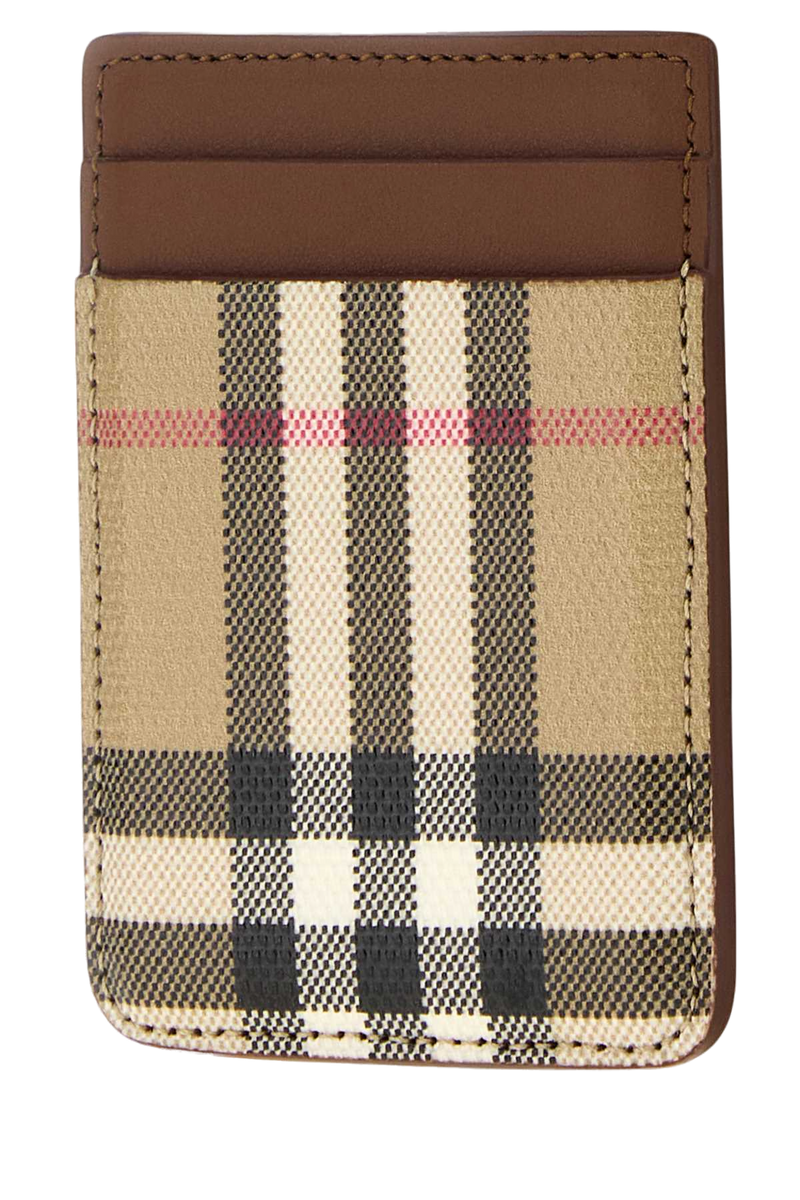 Burberry Magnetic Card Case — Beige Exterior: Cotton Calf Wallet