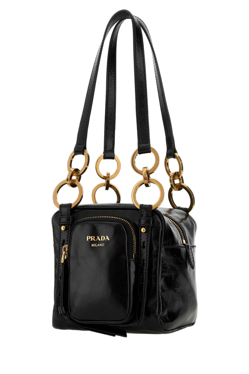 Prada Bauletto Shoulder Bag — Black Vitello