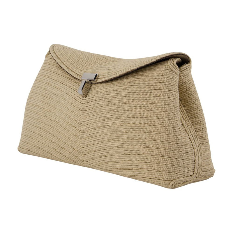 Toteme Chevron-Quilted Canvas Clutch — Beige
