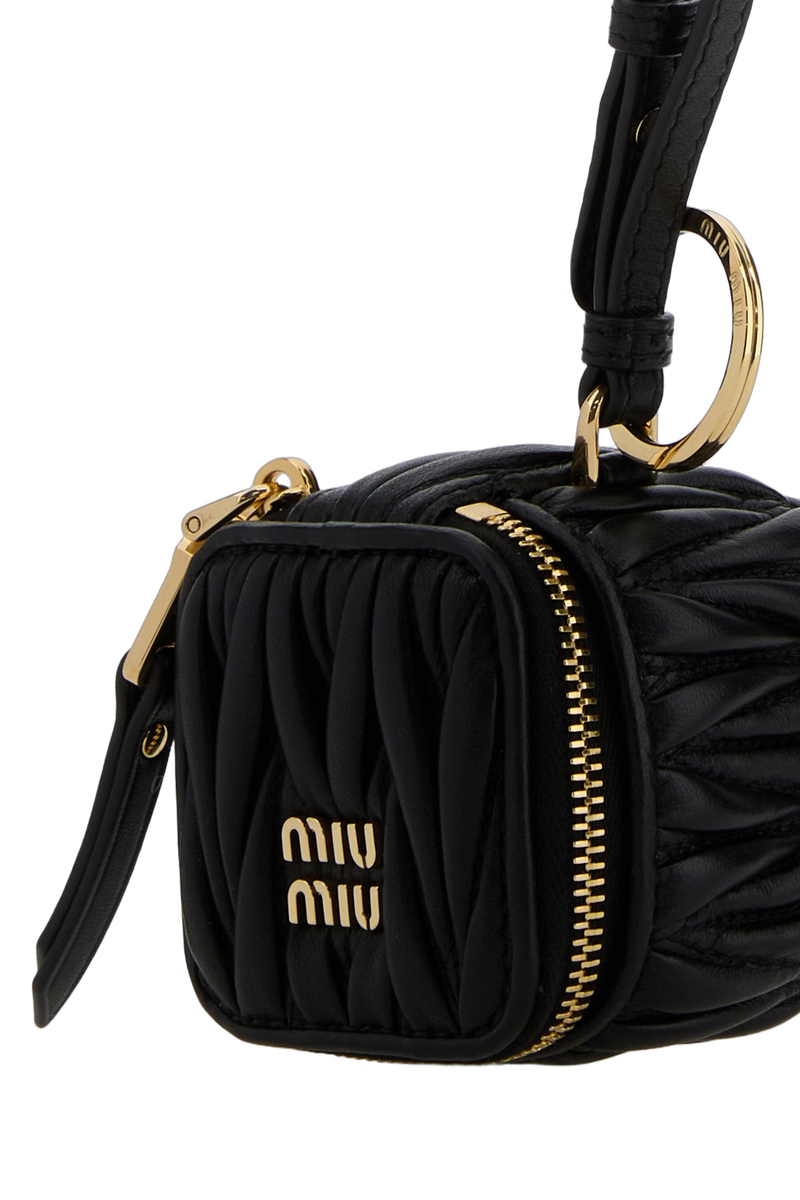 Miu Miu Matelassé Leather Coin Purse — Black Acciaio-agnello Purses