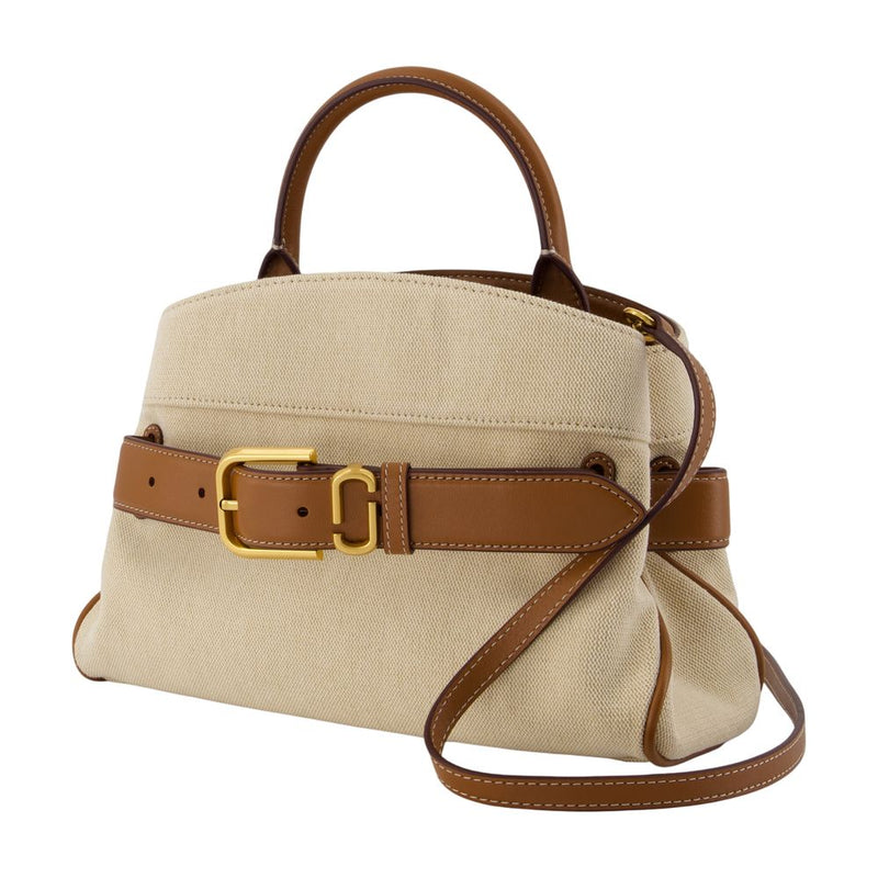 Marc Jacobs Canvas And Leather Top Handle Bag — Beige Cotton
