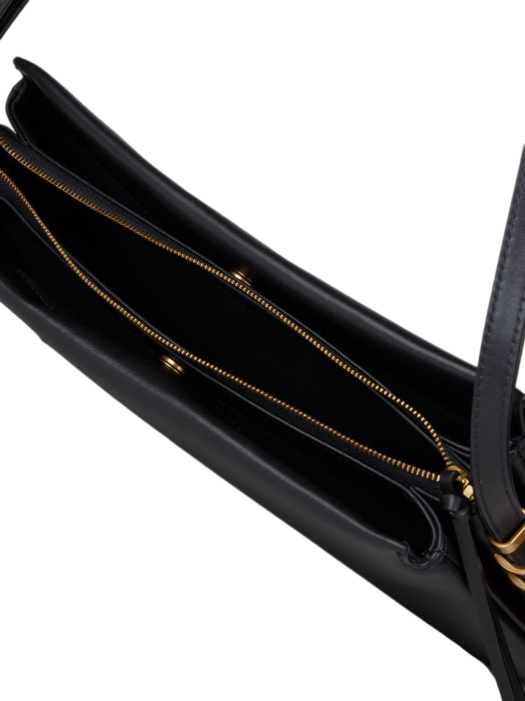 Pinko Triplet Crossbody Bag — Black Calfskin Leather