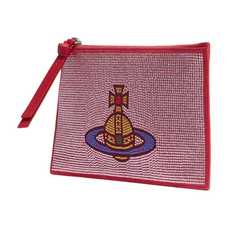 Vivienne Westwood Beaded Orb Logo Clutch — Pink Calfskin