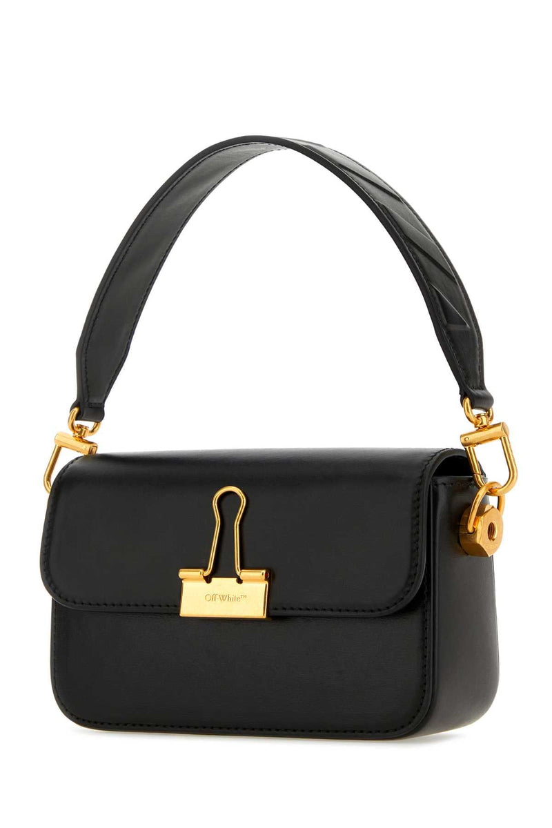 Off-White Antiqued Gold Hardware Shoulder Bag — Black