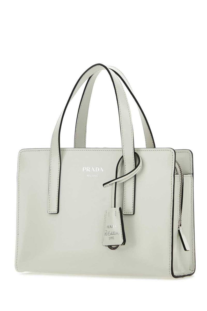 Prada Calf Leather Top Handle Bag — White Vitello