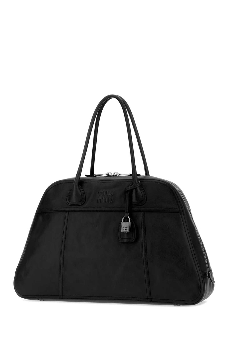 Miu Miu Vitello Leather Shoulder Bag — Black