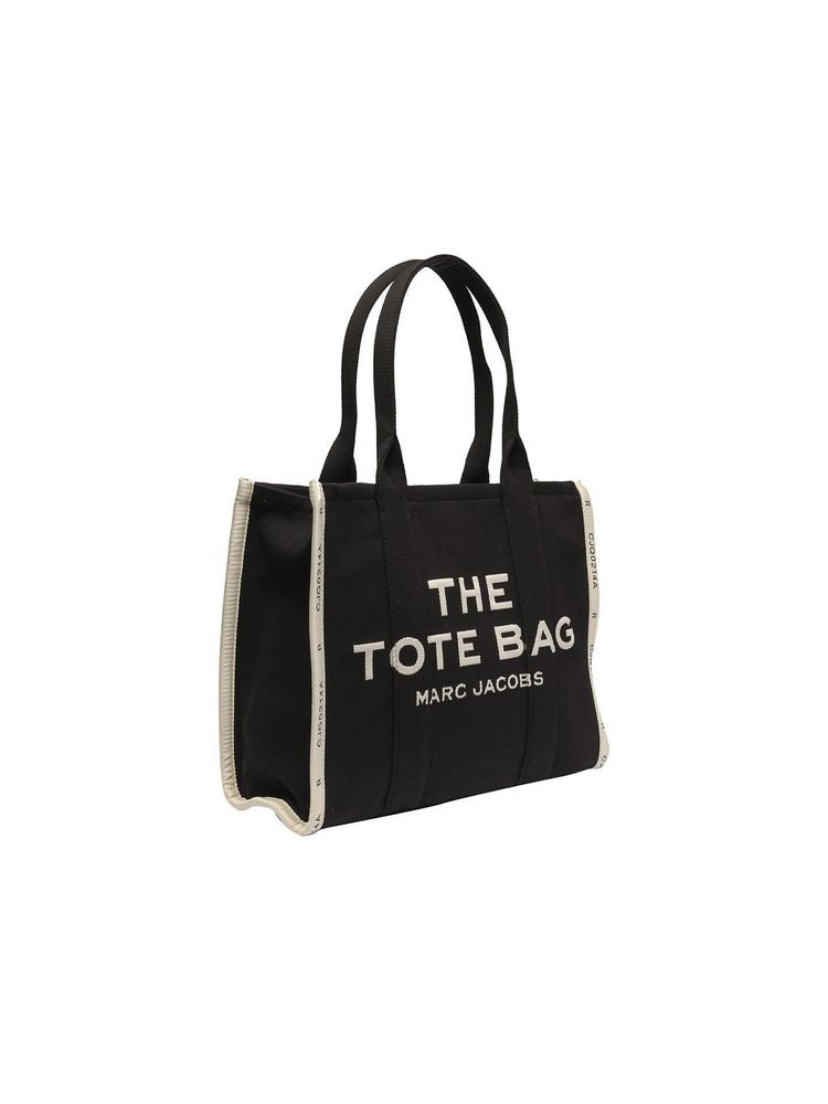 Marc Jacobs Logo-Print Cotton Tote Bag — Black