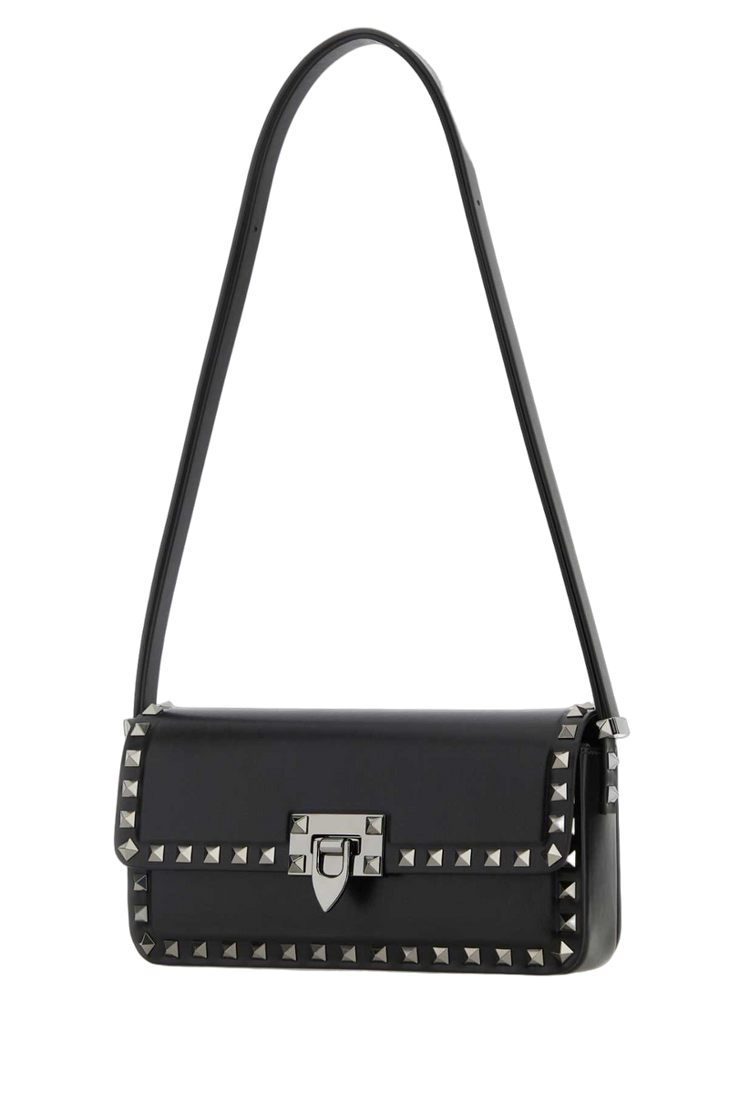Valentino Garavani Rockstud-Embellished Leather Shoulder Bag — Black