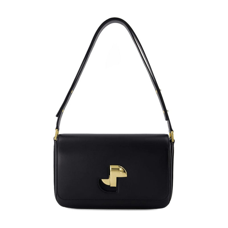 Patou Calfskin Shoulder Bag — Black
