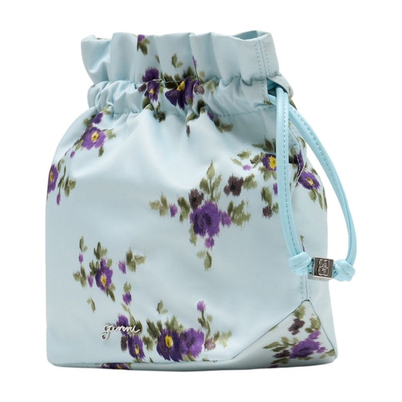 Ganni Floral-Printed Synthetic Pouch — Blue
