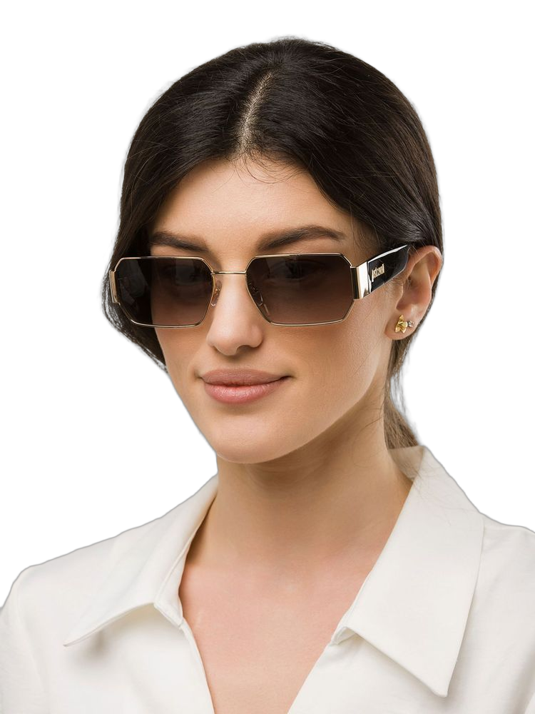 Just Cavalli Sjc199 Geometric Metal Frame Sunglasses — Rose Gold Stainless Steel