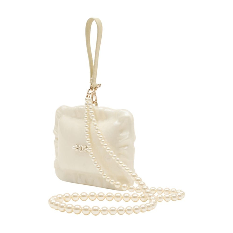 Simone Rocha Pearl-Chain Crossbody Bag — Ivory Faux_leather