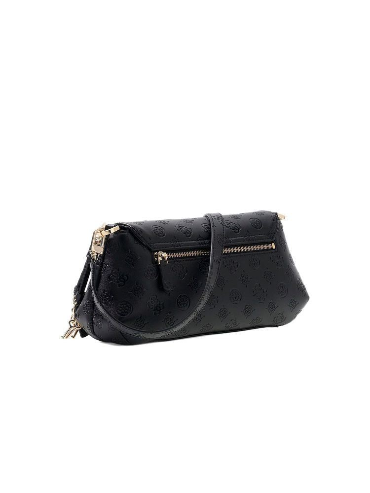 Guess Logo-Embossed Polyurethane Crossbody Bag — Black