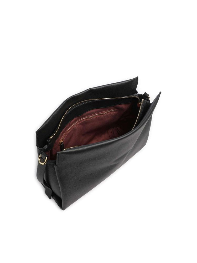 Coccinelle Boheme Grana Shoulder Bag — Black Cowhide