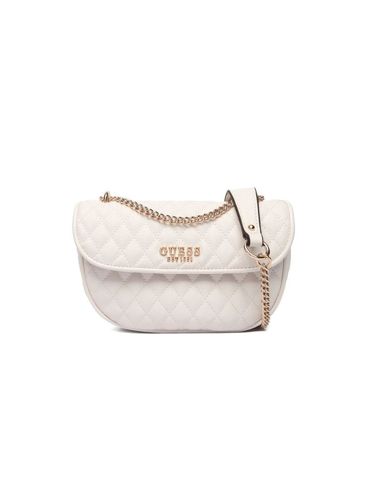 Guess Quilted Polyurethane Crossbody Bag — White