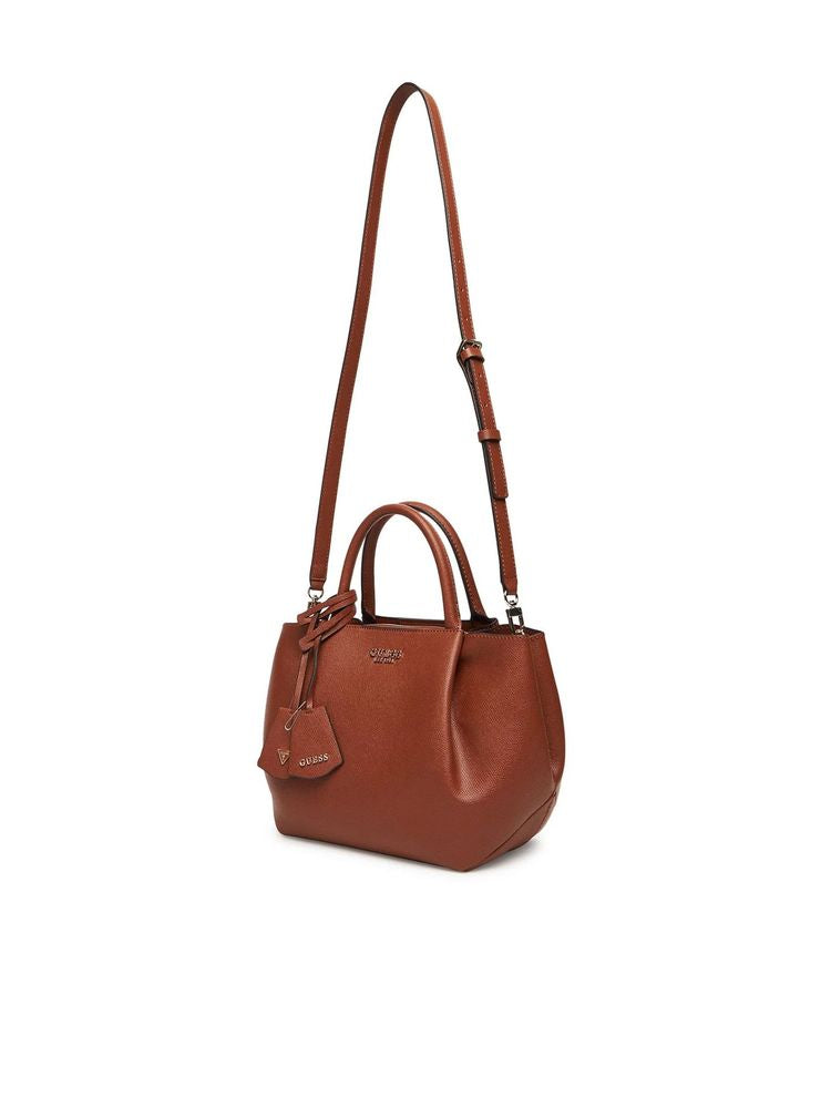 Guess Textured Polyurethane Shoulder Bag — Brown