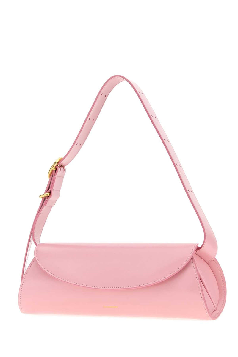 Jil Sander Curved Leather Shoulder Bag — Pink