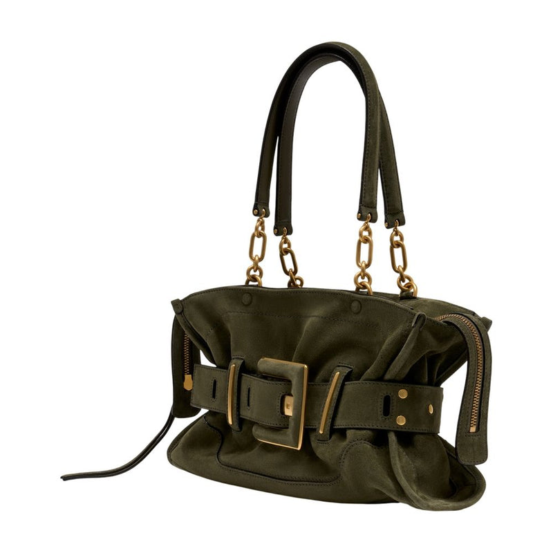 Balmain Anthem Shoulder Bag — Green Calfskin