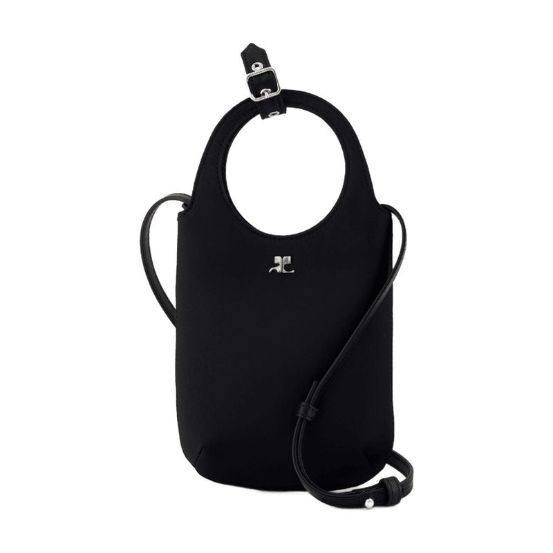 Courrèges Silk Ring Handle Top Bag — Black