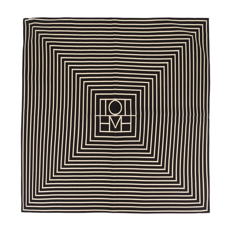 Toteme Striped Silk Scarf — Black Scarfs