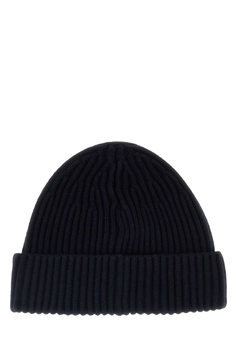 Stone Island Beanie Virgin Wool Ribbed — Navy Exterior: Beanies