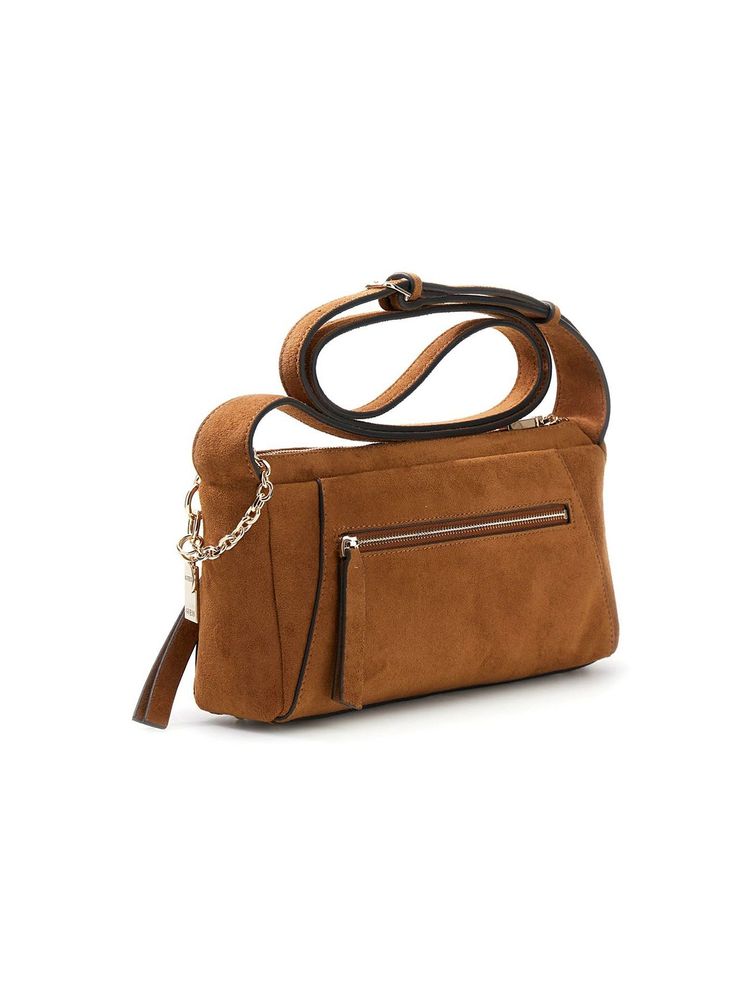 Guess Devon Crossbody Bag — Cognac Polyester
