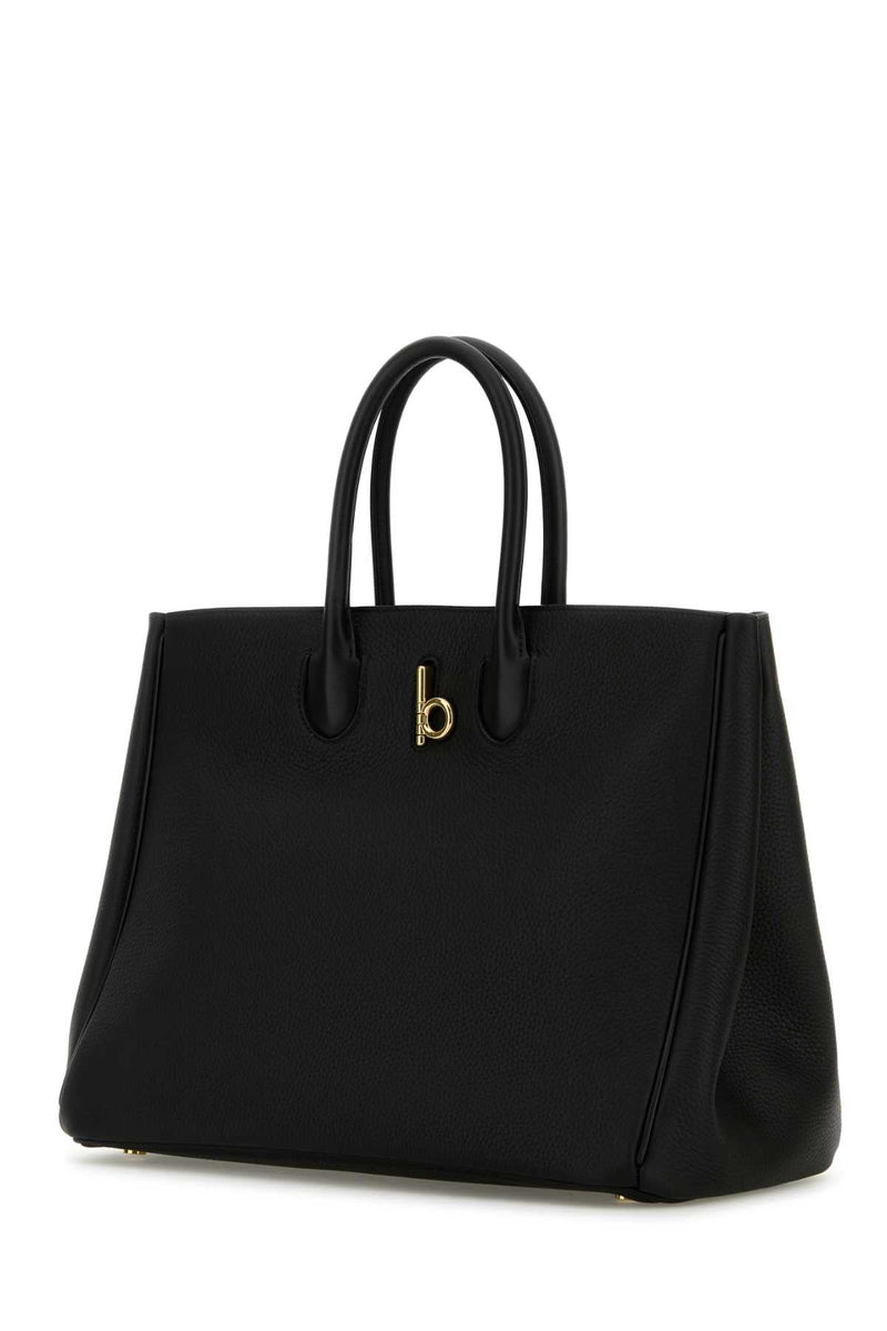 Burberry Calf Leather Tote Bag — Black