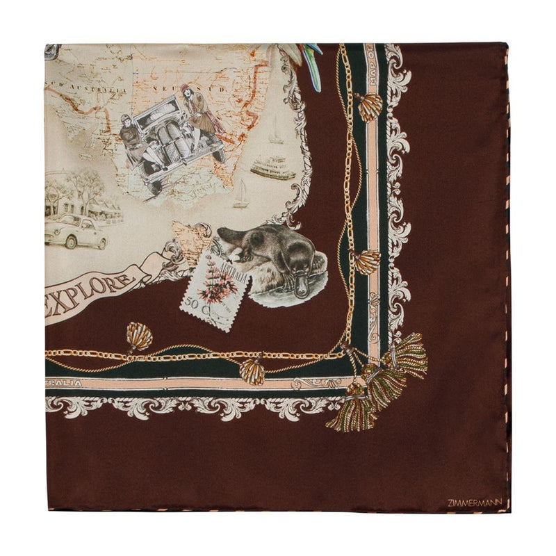 Zimmermann Printed Silk Scarf — Brown Scarfs