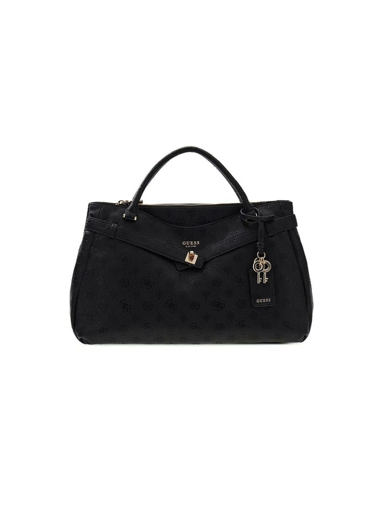 Guess Ella Top Handle Bag — Black Polyurethane