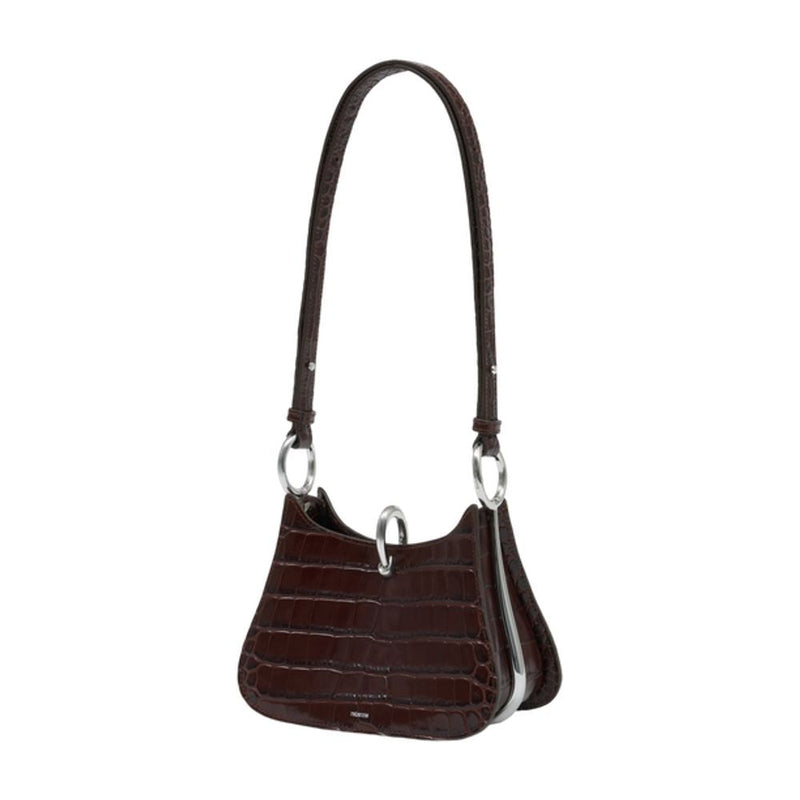 Rabanne Ring Shoulder Bag — Brown Calfskin