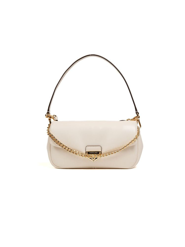 Michael Kors Chain-Detail Pvc Crossbody Bag — Beige Polyvinyl Chloride