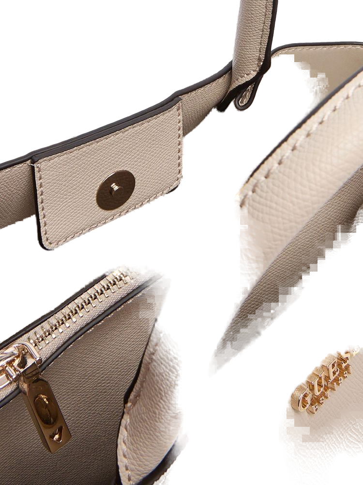 Guess Structured Polyurethane Shoulder Bag — Beige