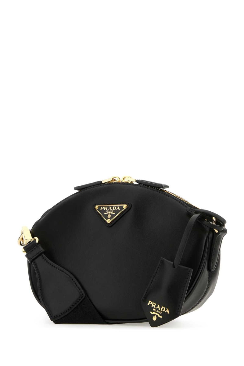 Prada Nappa Leather With Triangle Logo Crossbody Bag — Black Vitello