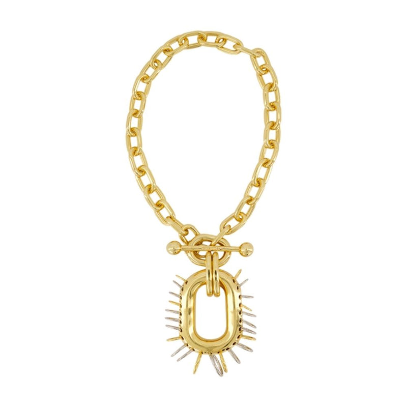 Rabanne Spike Pendant Chain Necklace — Gold Metal Necklaces