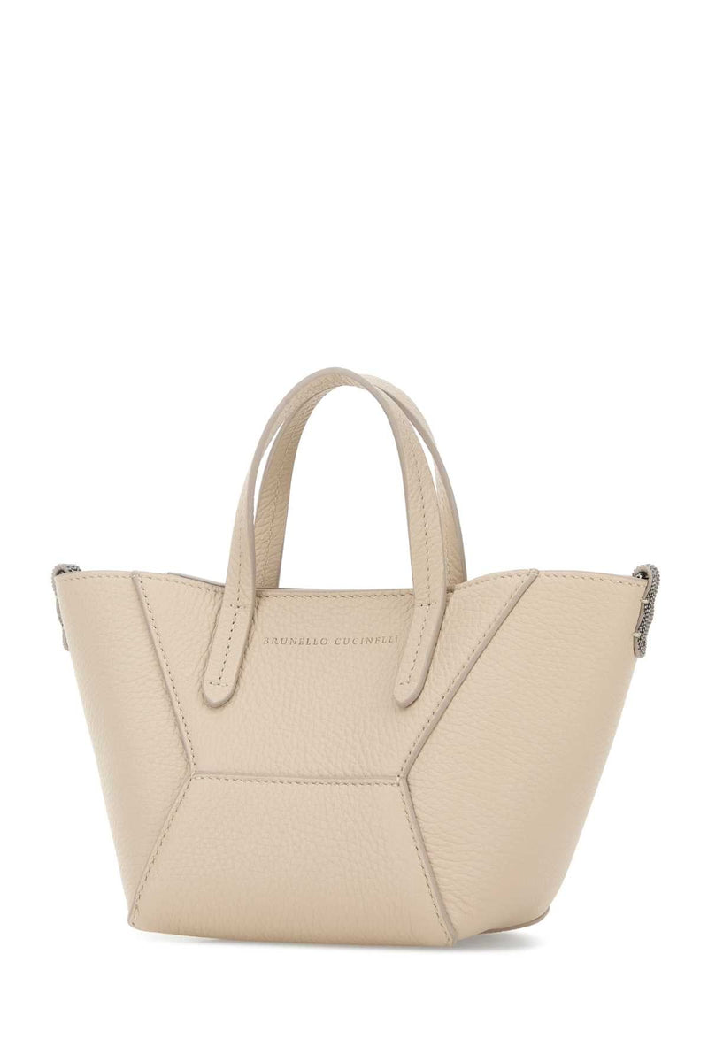 Brunello Cucinelli Leather Tote Bag — Beige