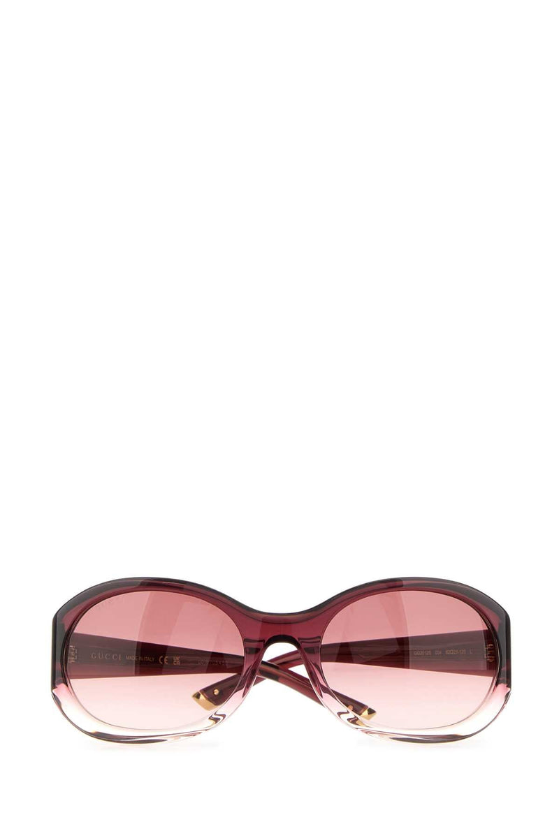 Gucci Acetate Oval-Frame Sunglasses — Red Exterior
