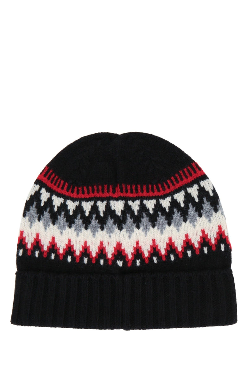 Moncler Jr Hat Fair Isle Knit Winter — Black