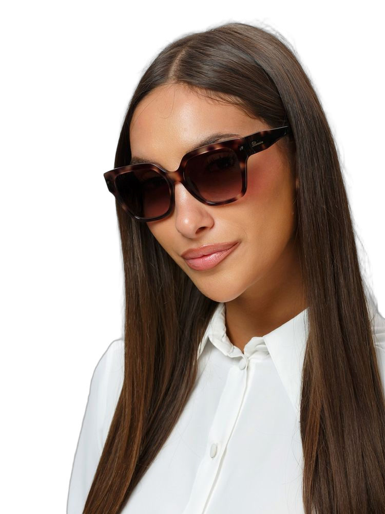 Blumarine Sbm905 Acetate Square-Frame Sunglasses — Brown