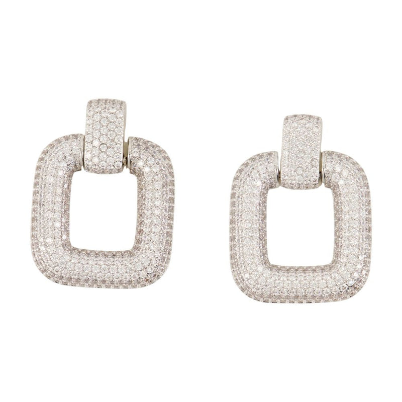 Self-Portrait Crystal-Paved Earrings — Silver Brass