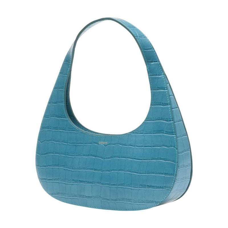 Coperni Croc-Embossed Calfskin Shoulder Bag — Blue