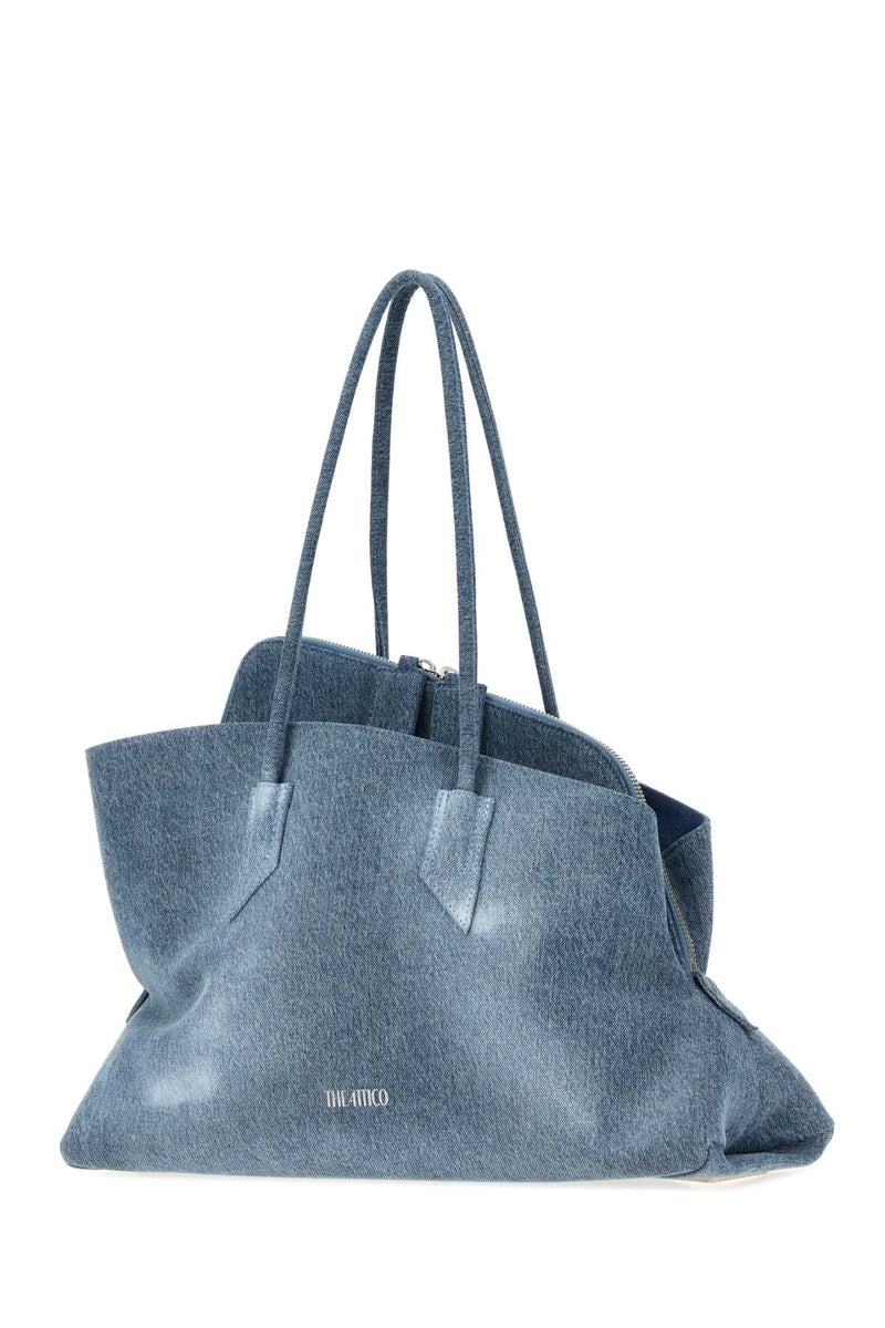 The Attico Denim-Washed Fabric Tote Bag — Blue