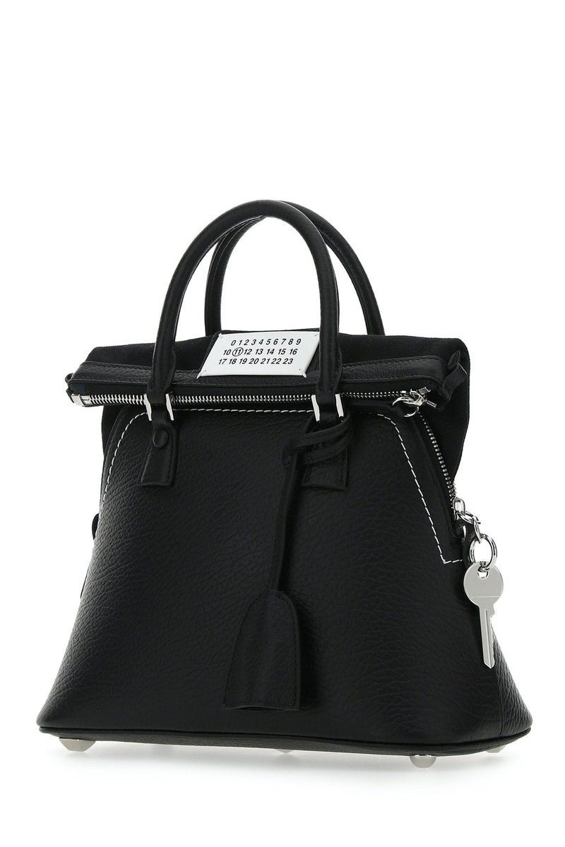 Maison Margiela Grained Leather Top Handle Bag — Black