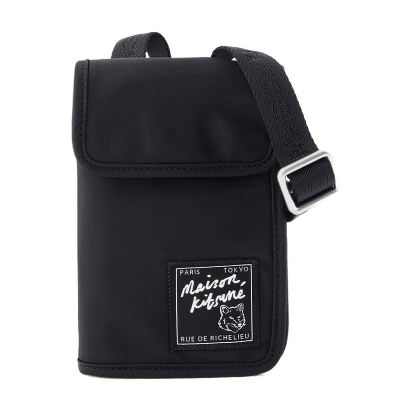 Maison Kitsune Synthetic Neck Pouch — Black Wallet
