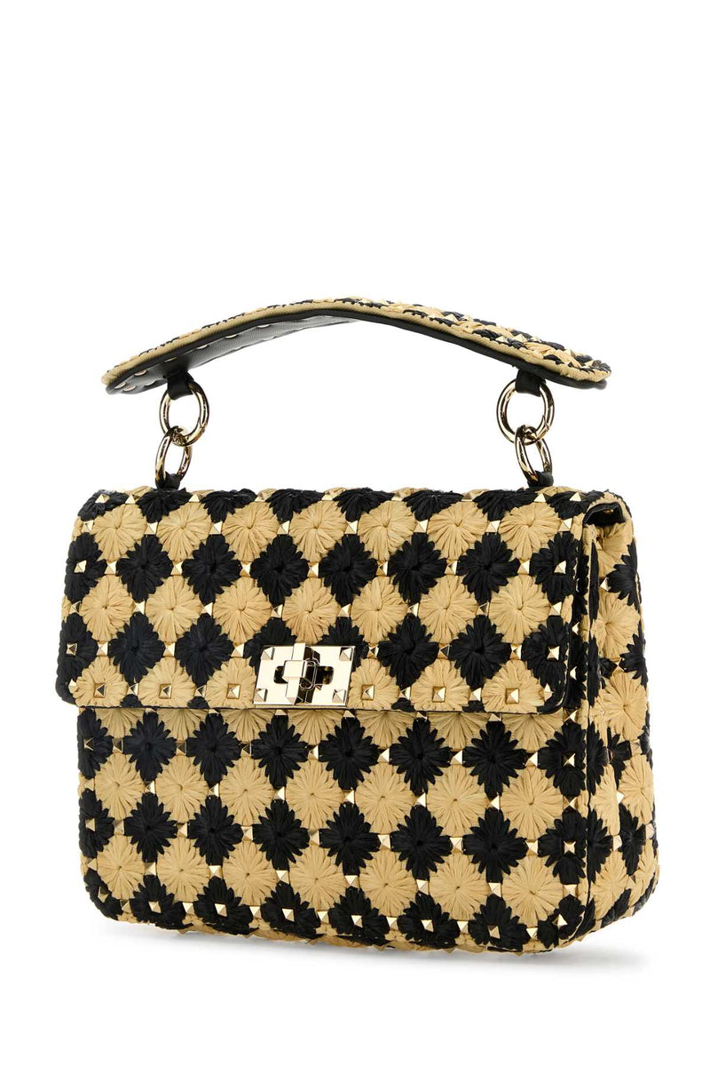 Valentino Garavani Daisy-Quilted Raffia Top Handle Bag — Multicolor