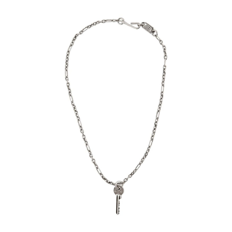 Balenciaga Metal Chain Key Pendant Necklace — Silver Necklaces