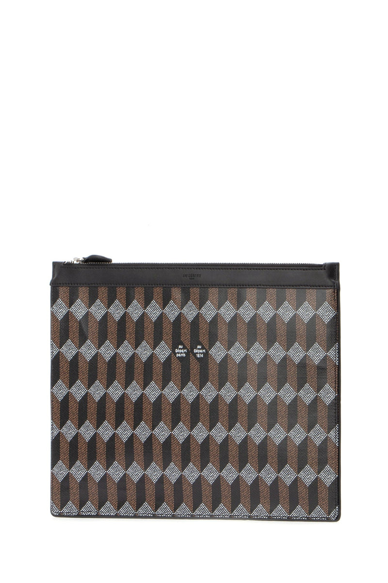 Au Depart Jacquard-Woven Geometric Card Case — Black Jacquard Fabric Cases