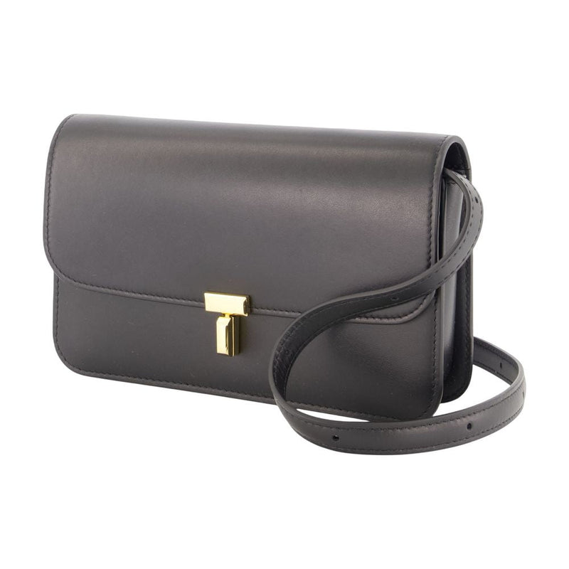 Toteme T-Lock Crossbody Bag — Black Calfskin